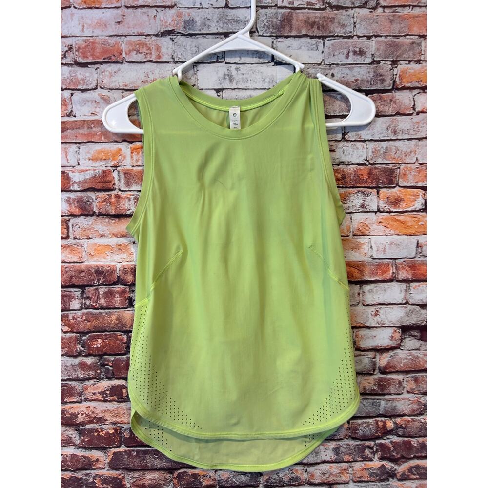 Lululemon sculpt tank mesh lime green sleeveless top women's 2